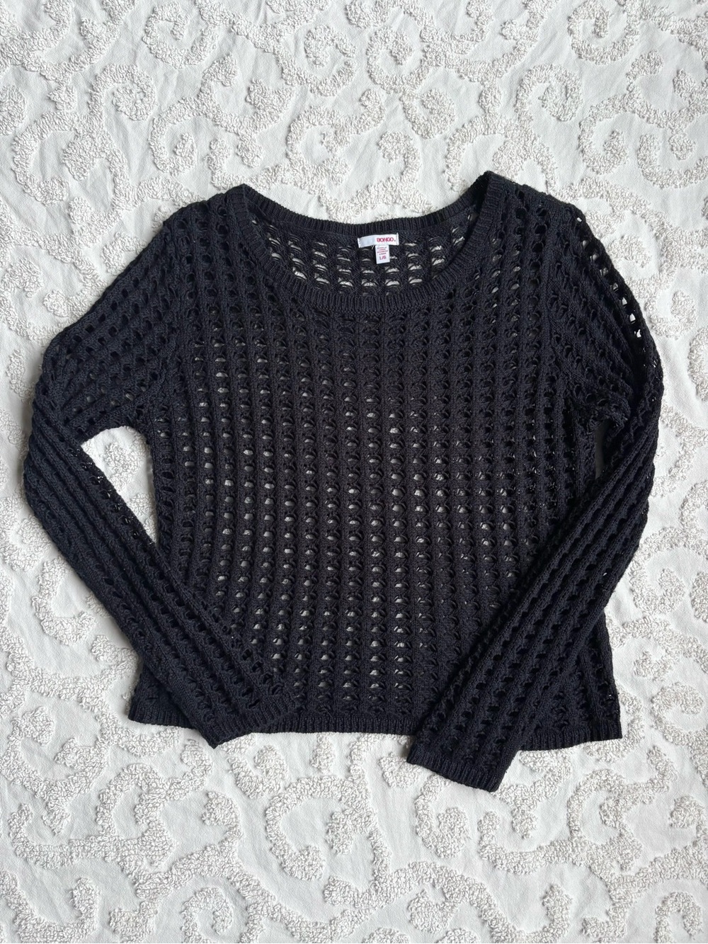 Y2K Bongo Open Knit Sweater Black Large
